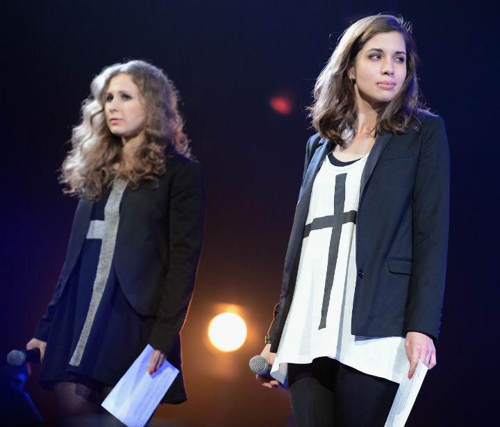 Masha and Nadya from Pussy Riot at Amnesty International's "Bringing Human Rights Home" concert