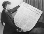 Eleanor Roosevelt reading the UDHR