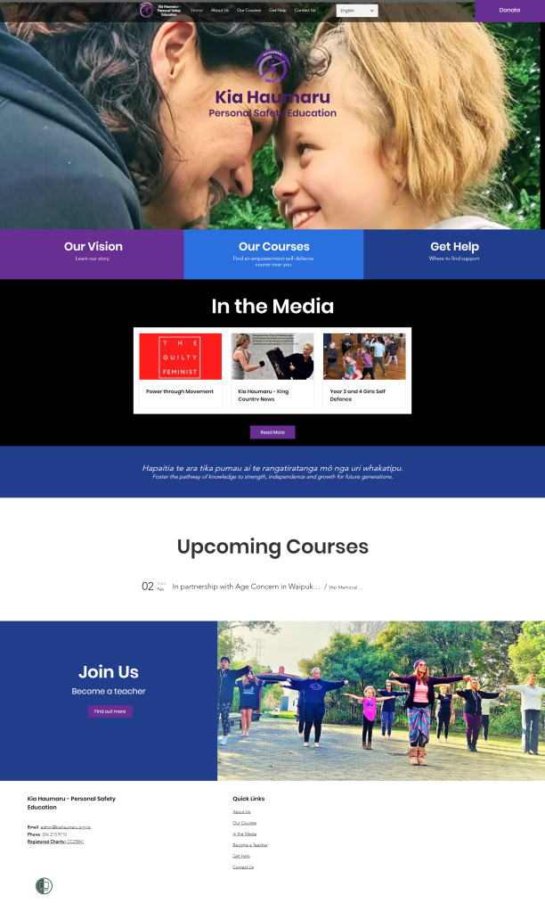 screenshot of new Kia Haumaru website