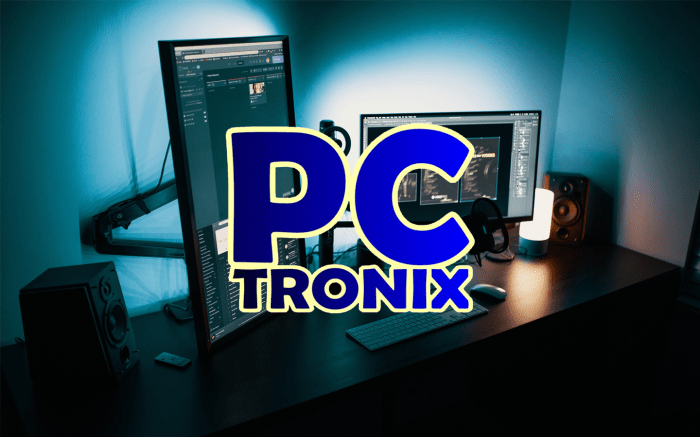 PCTronix Logo superimposed over a desktop computer