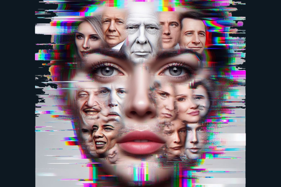 AI Generated image of a womans face created with a lot of other faces