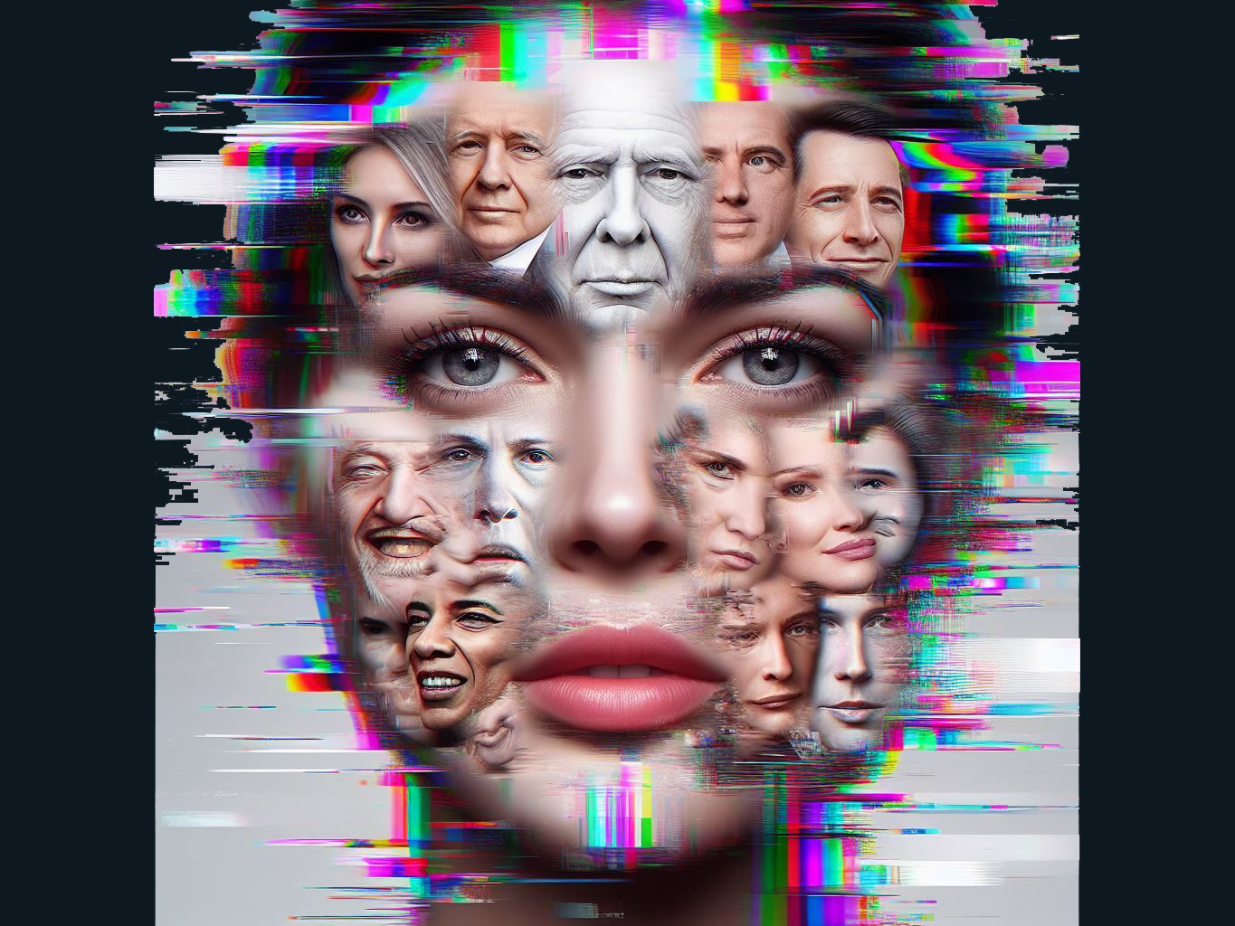 AI Generated image of a womans face created with a lot of other faces