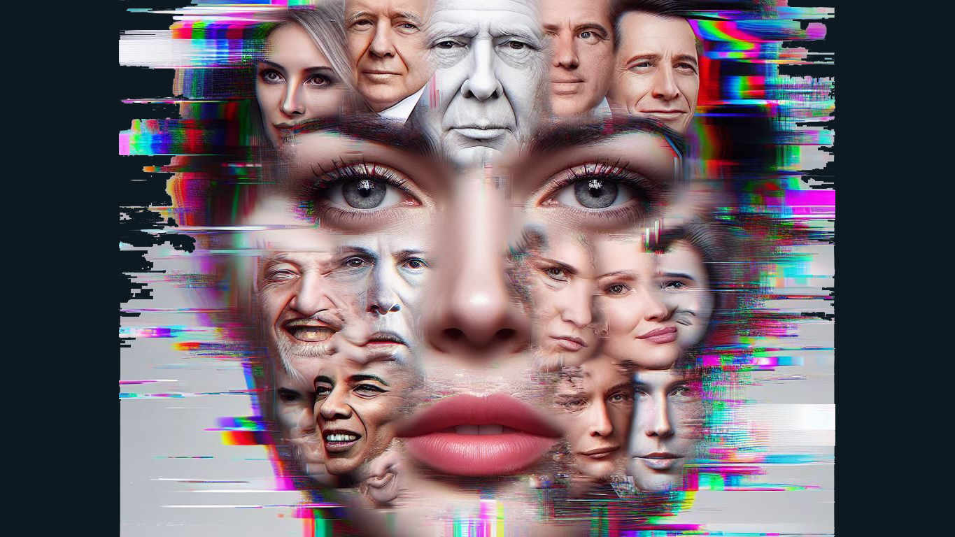 AI Generated image of a womans face created with a lot of other faces